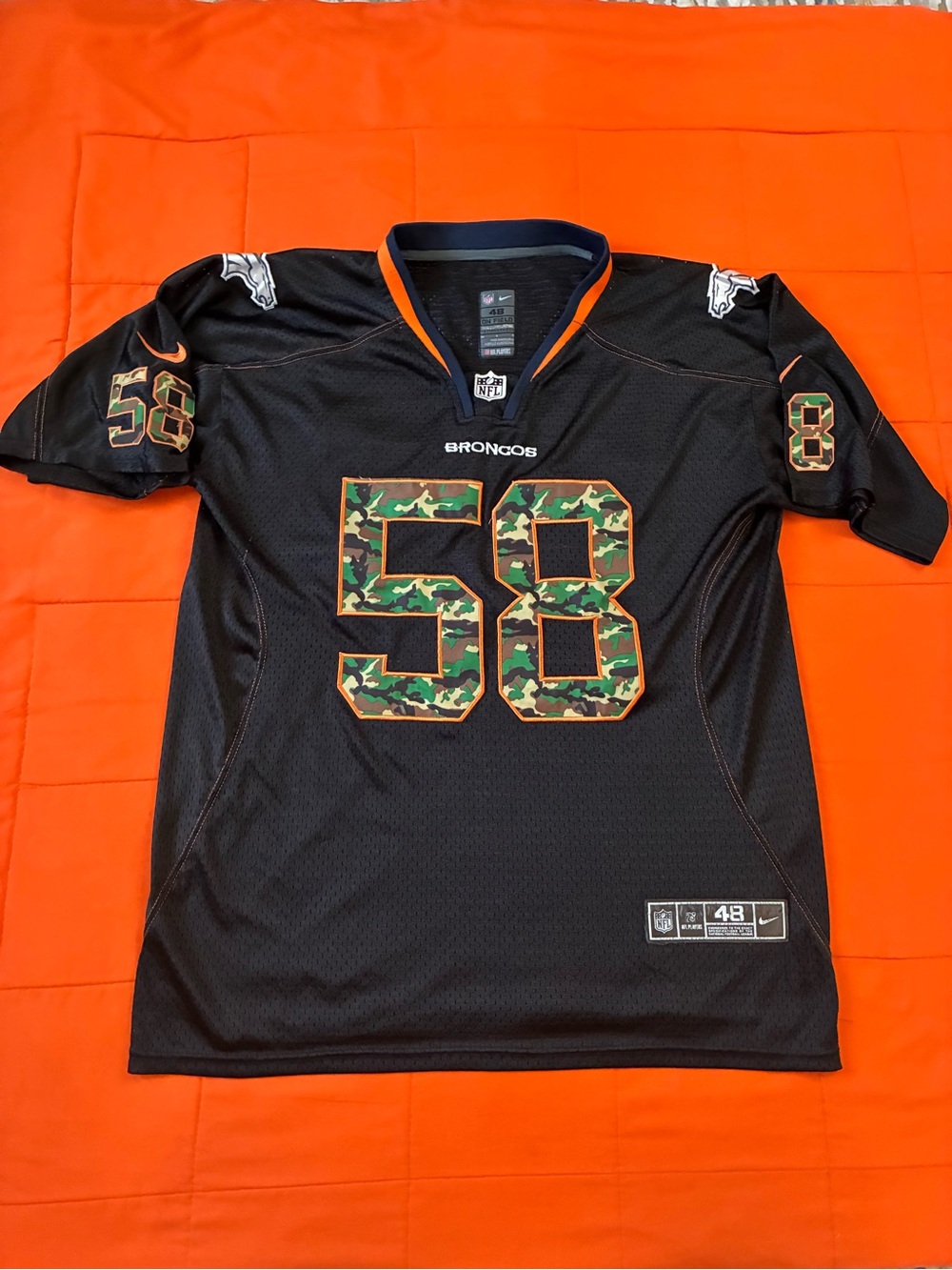 Nike Denver Broncos Jersey Mens 48 Von Miller #58 Black Camo Large